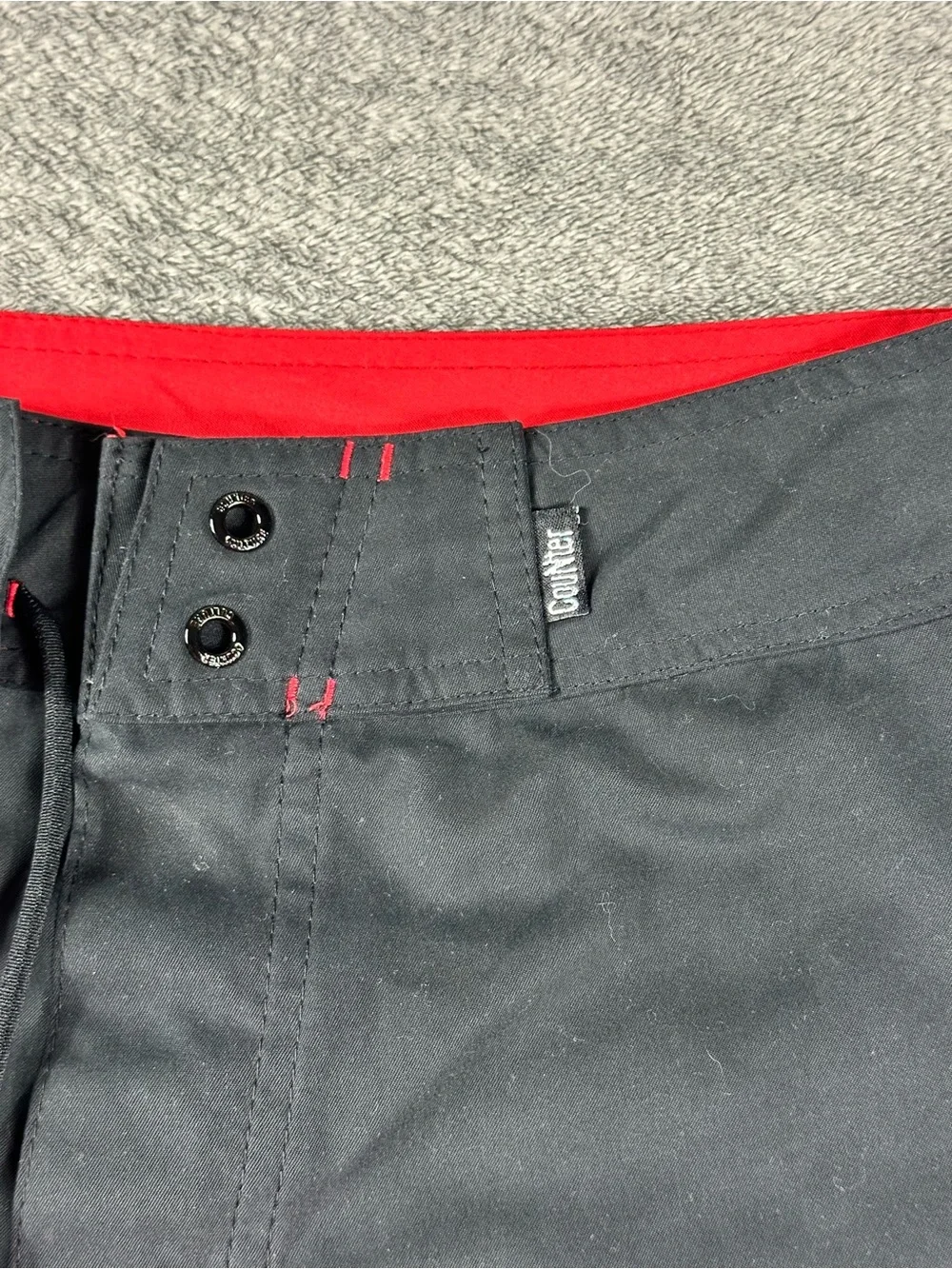 Counter Culture Board Shorts Mens Size 33 Black Red Surf Swim Cargo Shorts